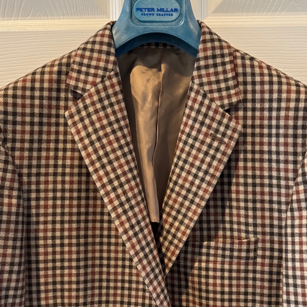 Peter Millar Check Brown and Tan Patch Pocket Sport Coat